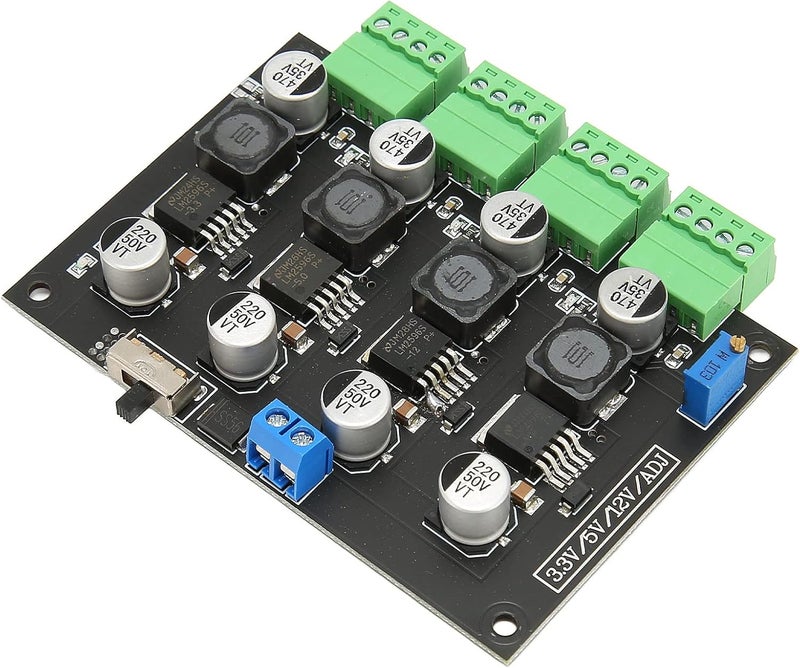Naroote Multi Channel Power Supply Module 3.3V 5V 12V ADJ Voltage Output Power Module 4 LM 2596 Instrument PCB Board - Image 1